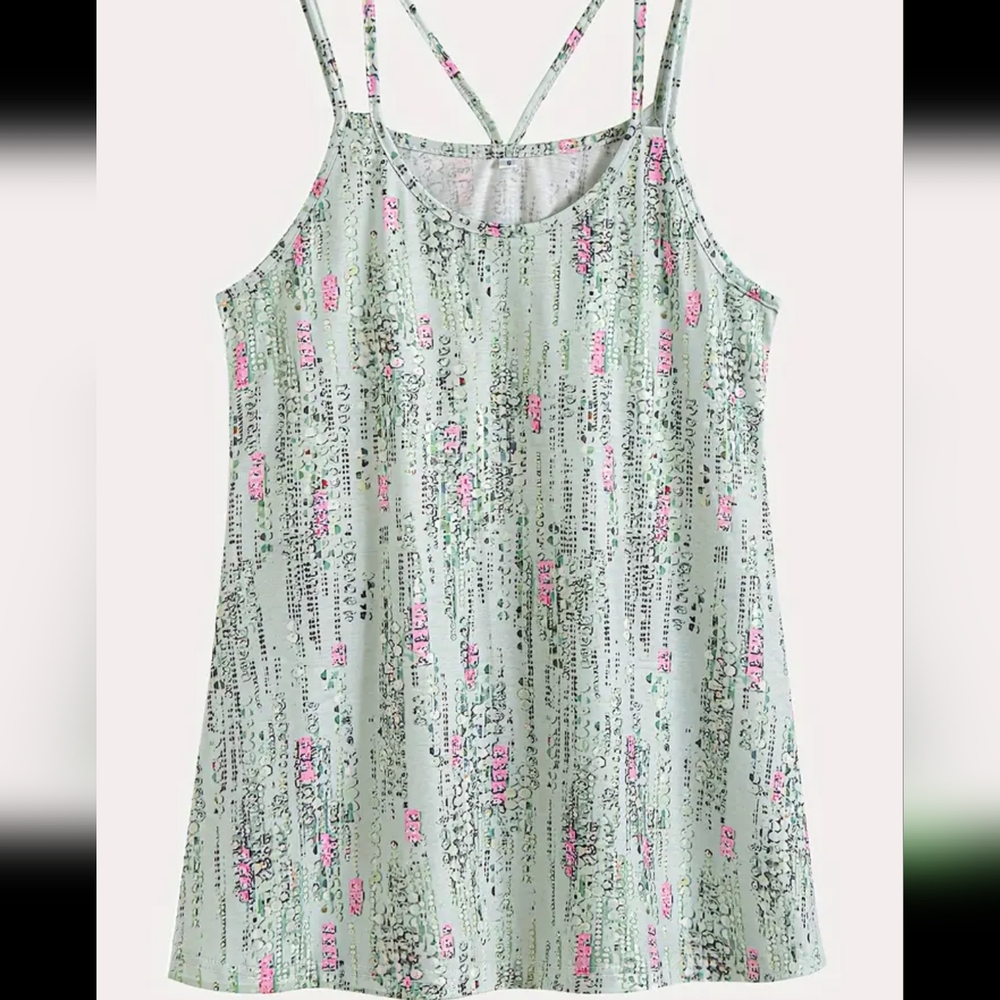 Nwt Green Print Top Size M/8-10 - Picture 3 of 5